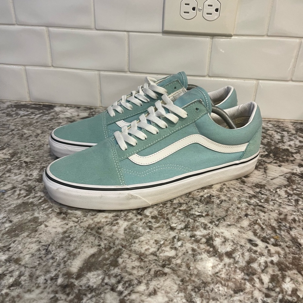 Vans Mint Green and White Sneakers